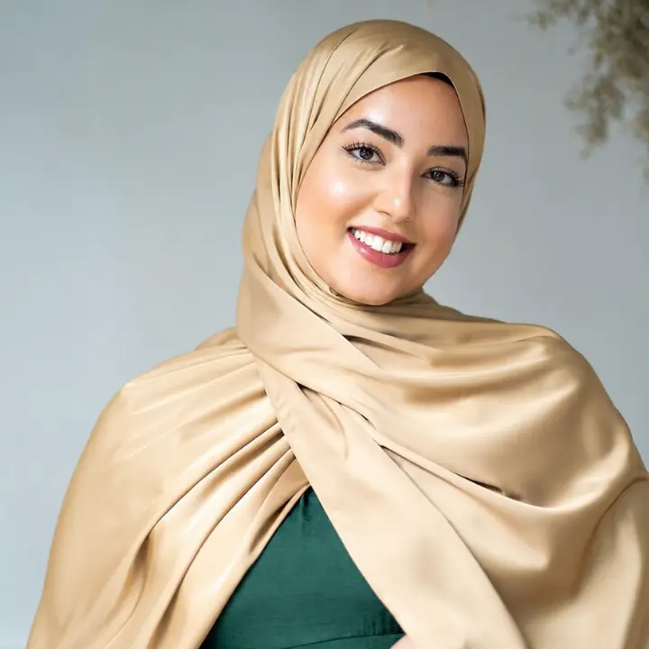 Stylish silk hijab for special occasions.